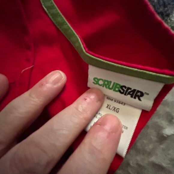 ScrubStar Red Mock Wrap Scrub Top - Extra Large - XL - Picture 5 of 8